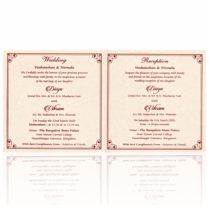 Cream Metallic Laser Cut Invitation With Sandal Wolly Foil-KNK4344C-King of Cards