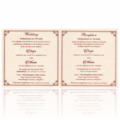 Cream Metallic Laser Cut Invitation With Sandal Wolly Foil-KNK4344C-King of Cards