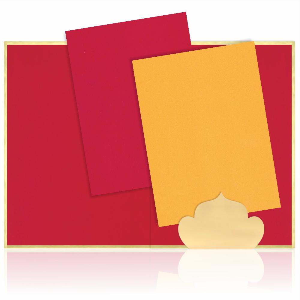 Pristine Royal Red Shading With Gold Border Padding Wedding Card - KNK4680