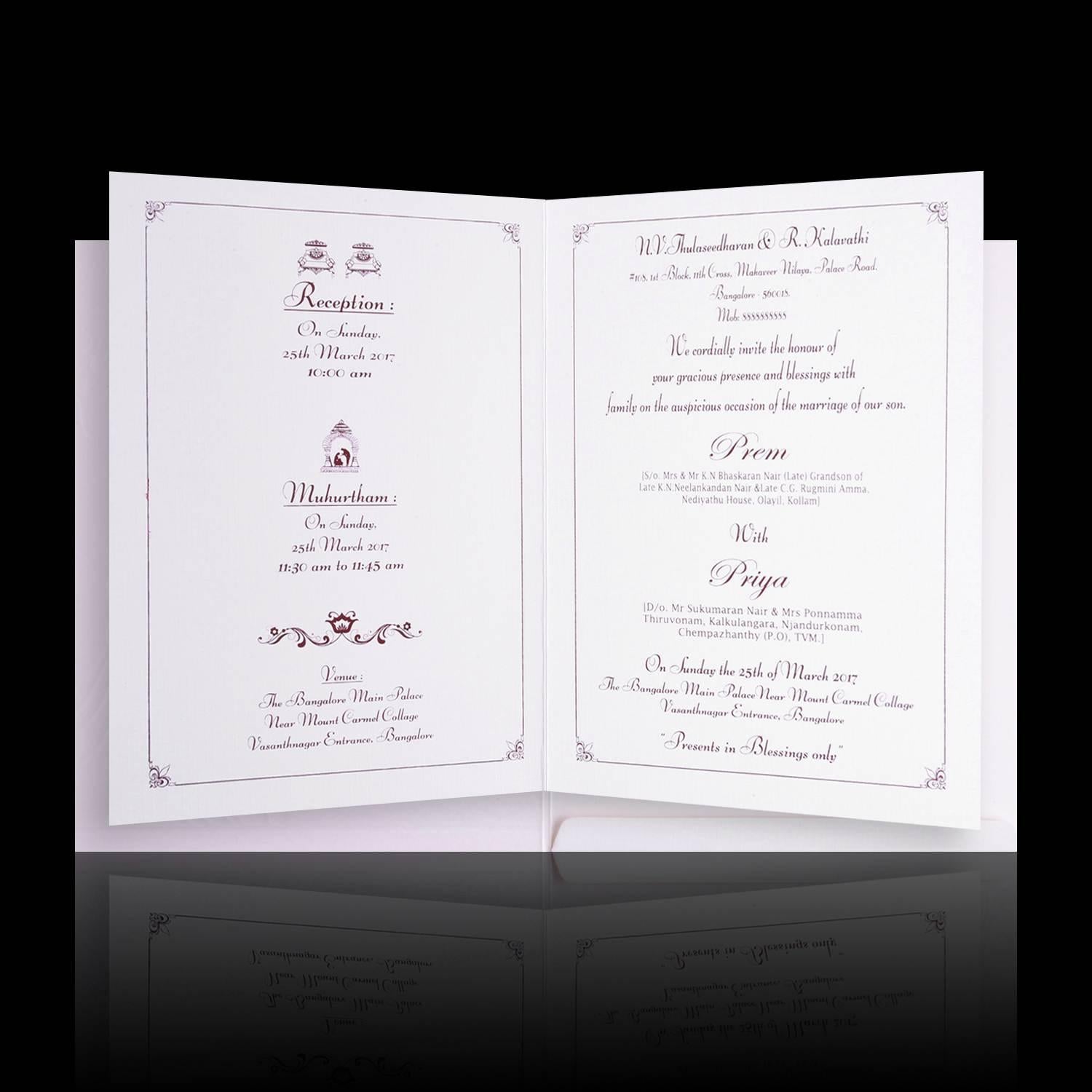 Well Groomed White Shading Gold Ganesha Wedding Card - KNK4790