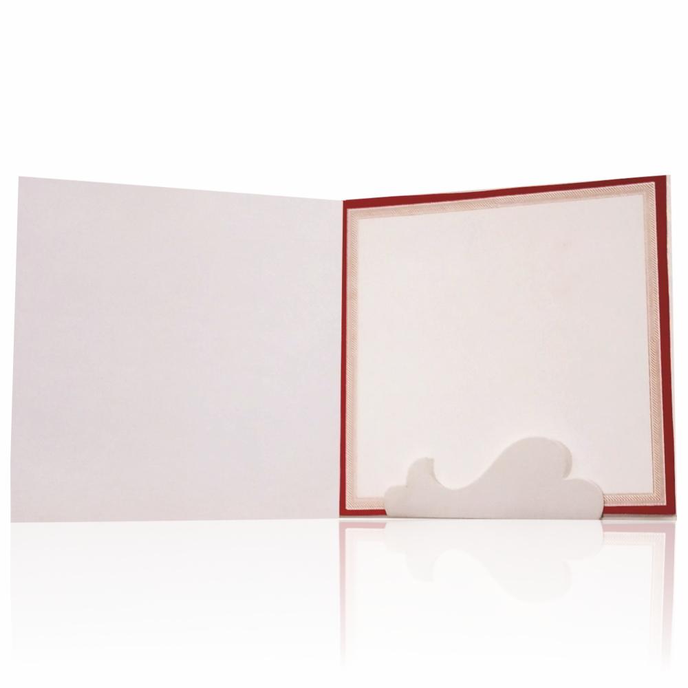 Royal Red Shading With Cut Ganesha Padded Wedding Card - KNKZ0676