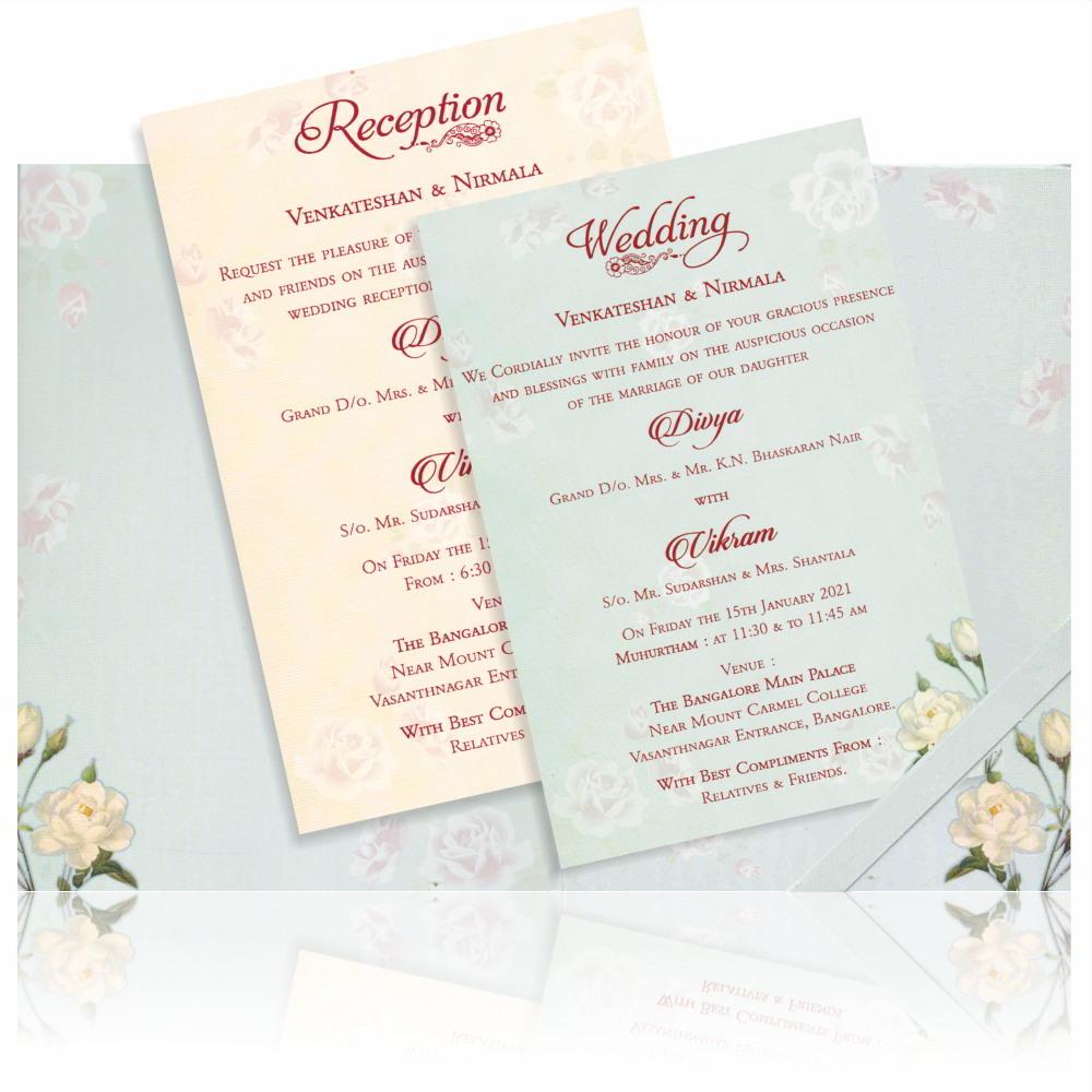 Blue Floral Invitation Card-KNPO4503G