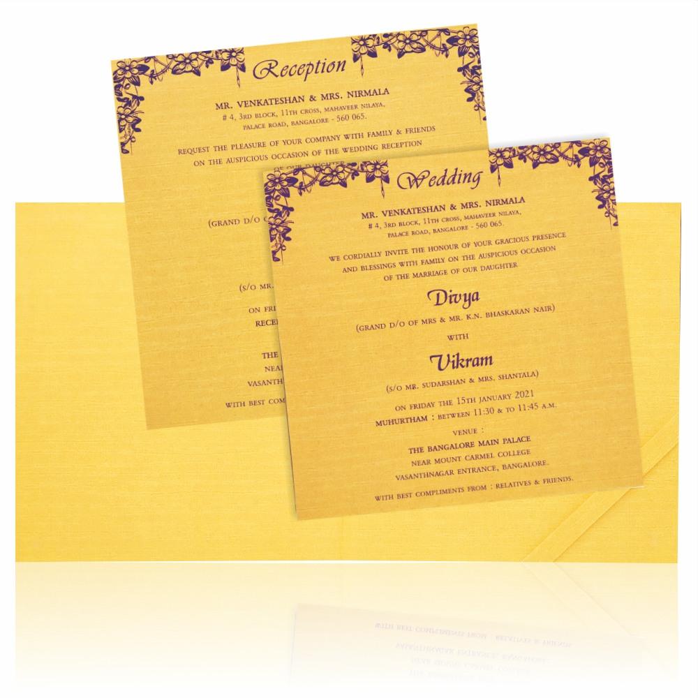 Purple Premium Padded Satin Wedding Card-KNPS6502V