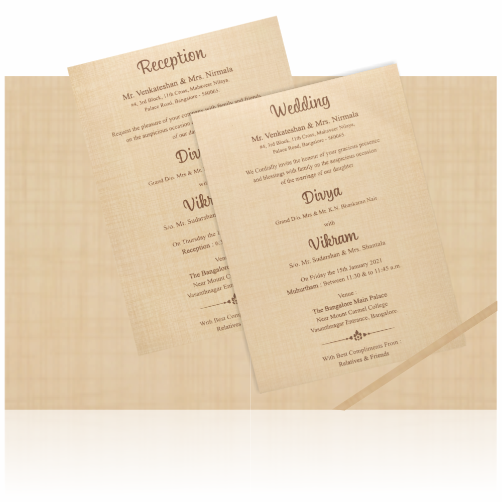 Sandal Padded Wedding Card In Floral Gold Print-KNPS9514S