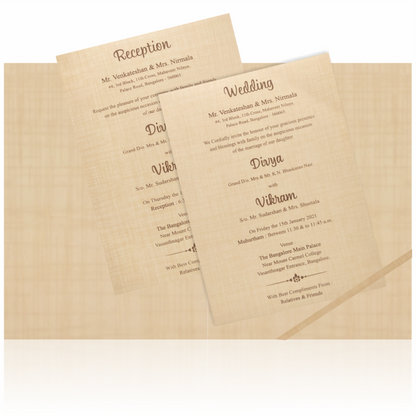 Sandal Padded Wedding Card In Floral Gold Print-KNPS9514S