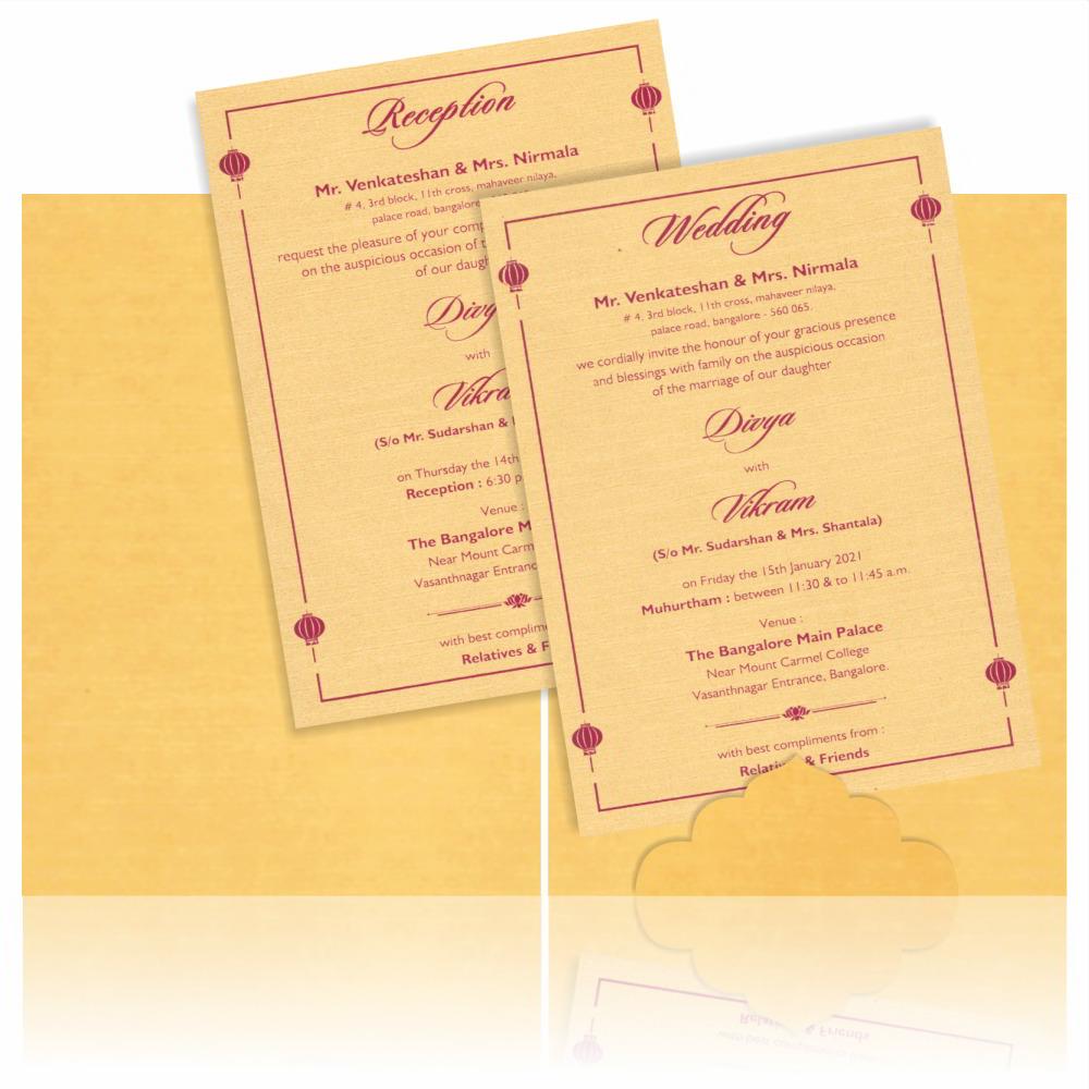 Gold Premium Padded Invite With Arishina Kuku Design-KNPS9522G