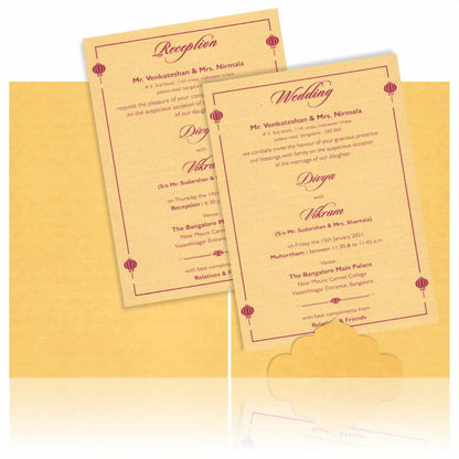 Gold Premium Padded Invite With Arishina Kuku Design-KNPS9522G