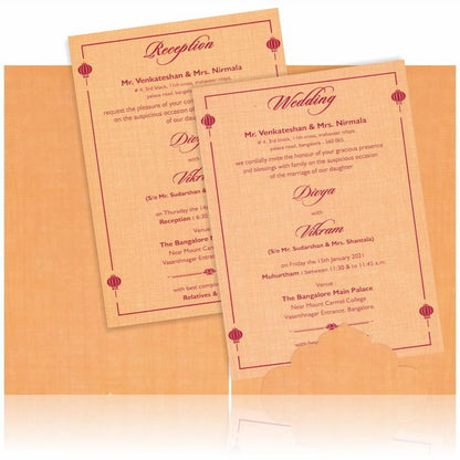 Pink Ganesha Pooja Padded Wedding Card - KNPS9522O