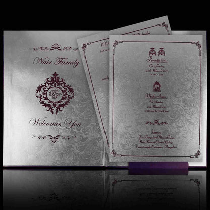Endearing Violet Shading With Ganesha Theme Wedding Card - KNK3484