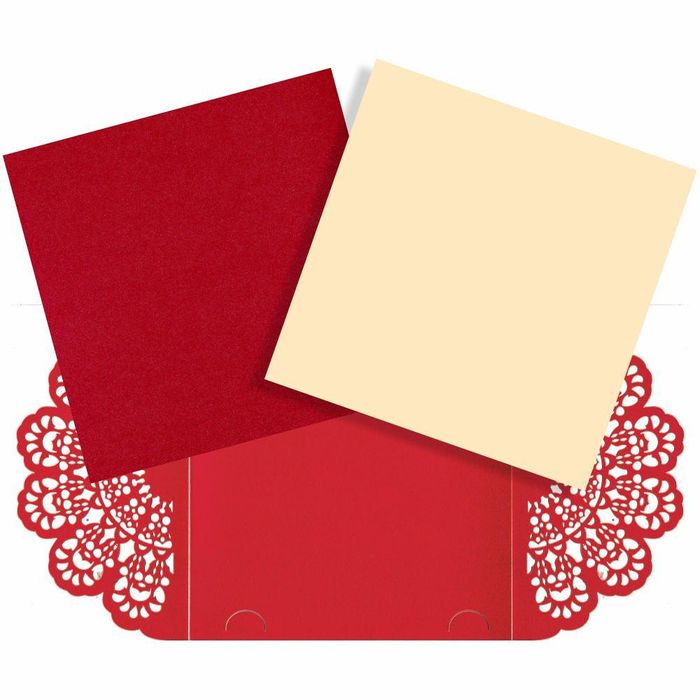 Unique Door Type Opening With Red Shading Laser Cut Wedding Card - KRM06310-King of Cards