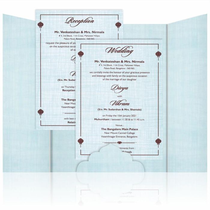 Light Blue Premium Padded Invitation With Open Door Type-KNPS9513B-King of Cards