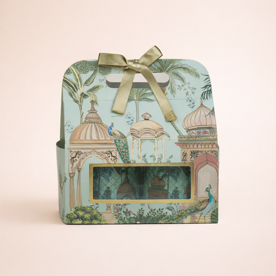 Green Peacock Palace Return Gift Hamper-GNBT9503
