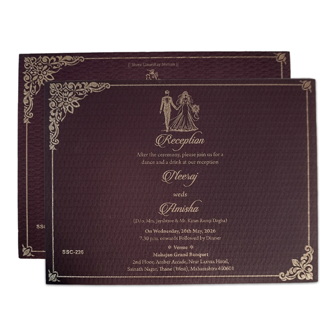 Purple Floral Gold Padded Wedding Card-KSSC2260