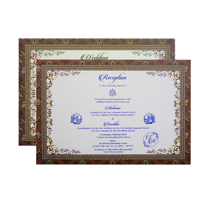 Grey Padded Embossed Floral Cutout Wedding Invitation Card-KRB09630
