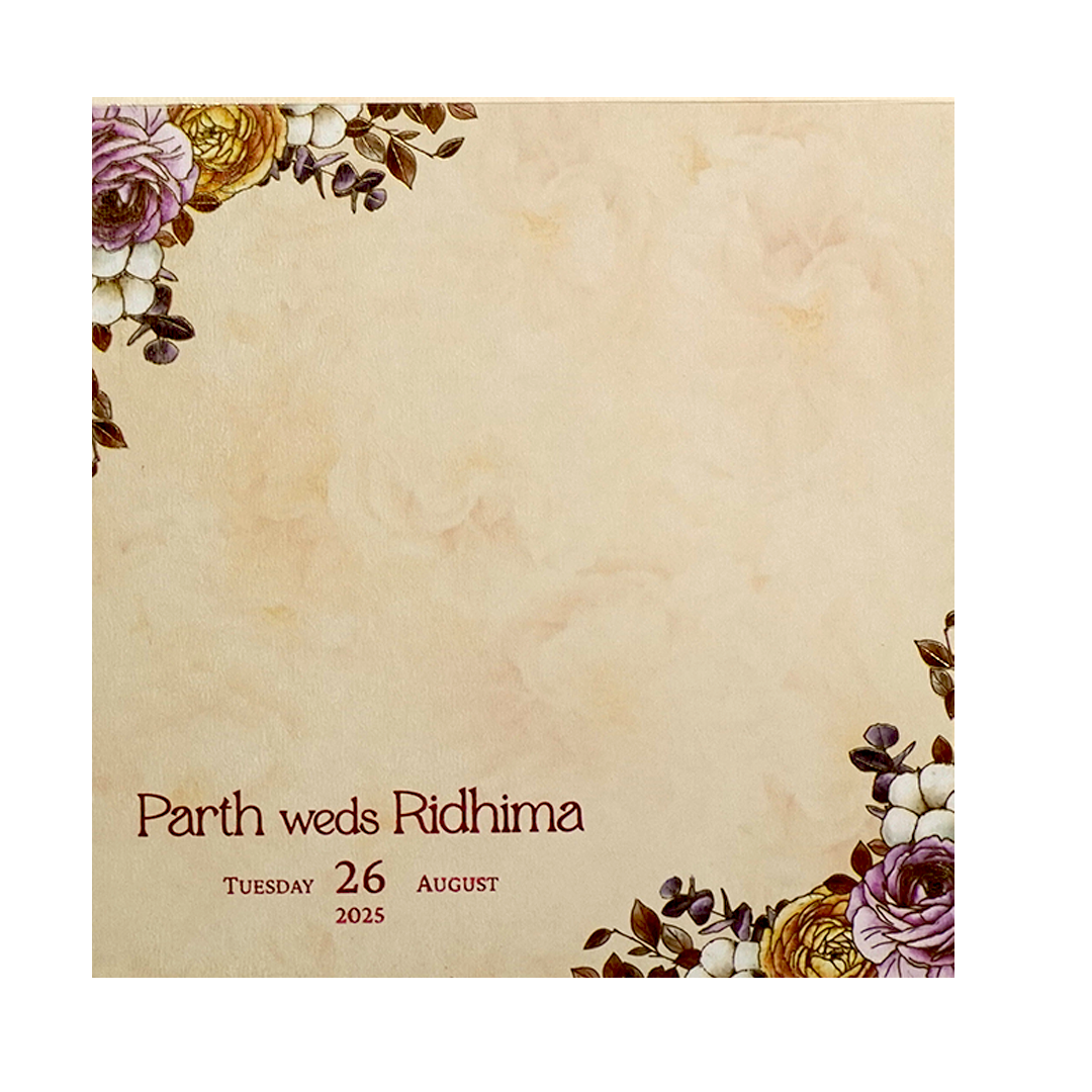 Light Orange Floral Wedding Card-KPR09840