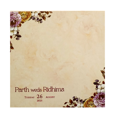 Light Orange Floral Wedding Card-KPR09840