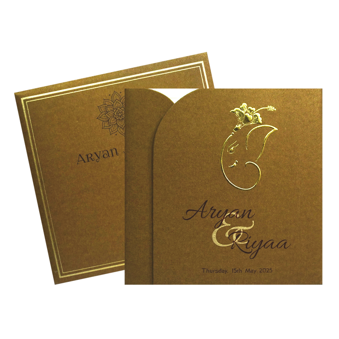 Dark Brown Ganesha Wedding Card-King of Cards