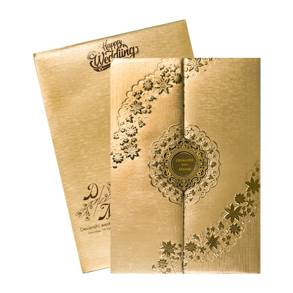 Gold Floral Padded Wedding Card-KSSC2062