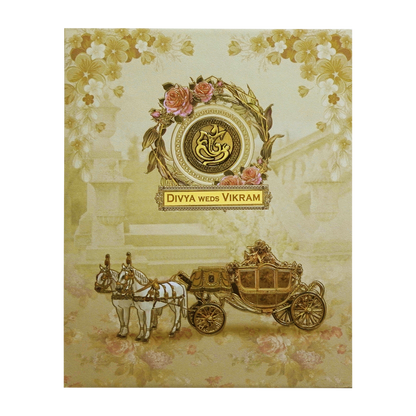 Cream Horse Chariot Padded Wedding Card-King of Cards