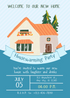 Blue Background Housewarming Invitation-King of Cards