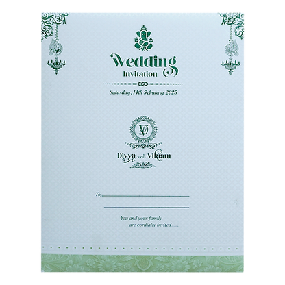 White Balaji Padmavthi Green Floral Wedding Card-King of Cards