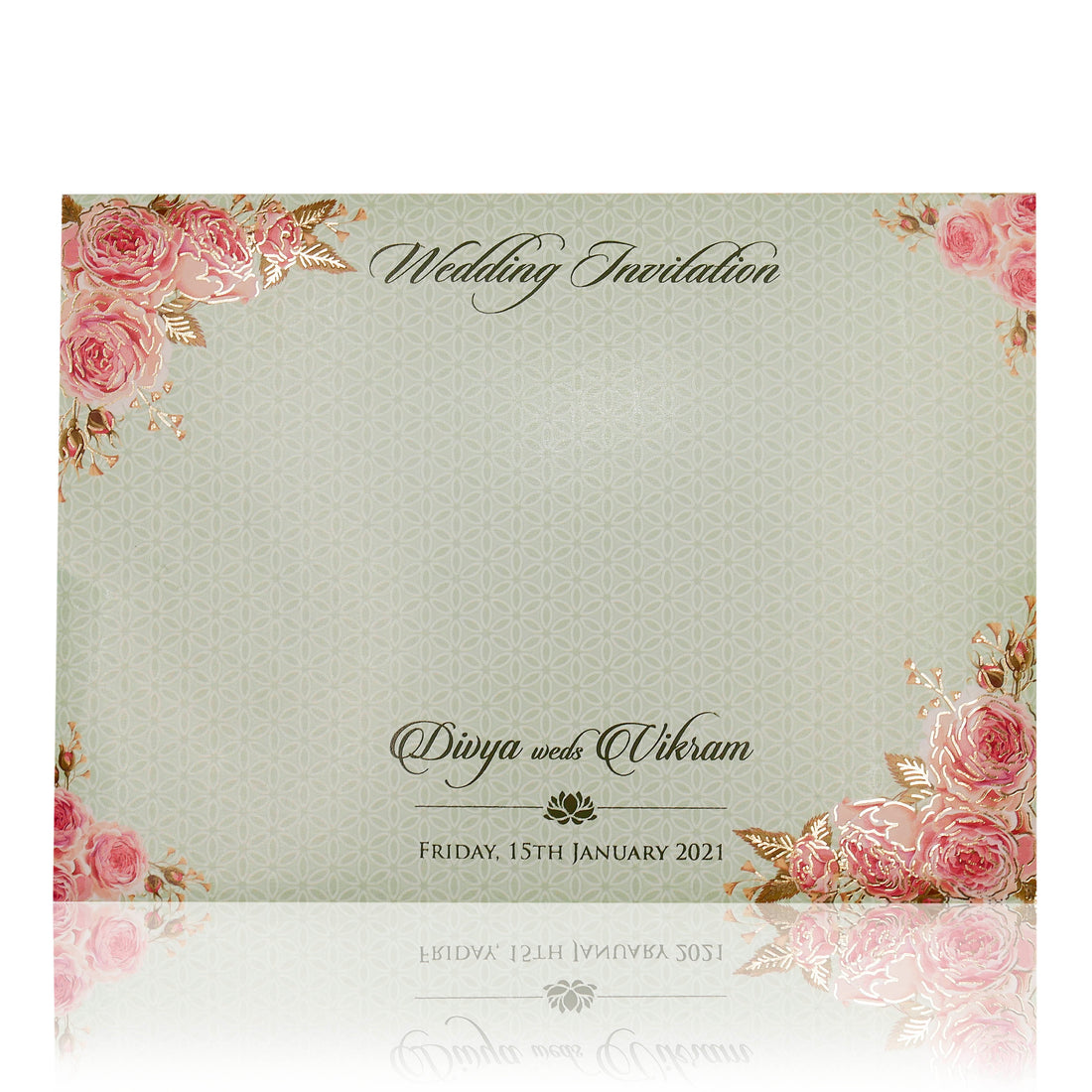 Pink Floral Design In Horizontal Pattern Invitation Card-KNBT2060