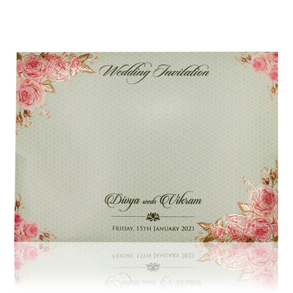 Pink Floral Design In Horizontal Pattern Invitation Card-KNBT2060