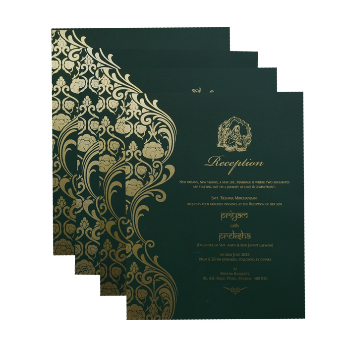Dark Green Floral Marriage Card-King of Cards