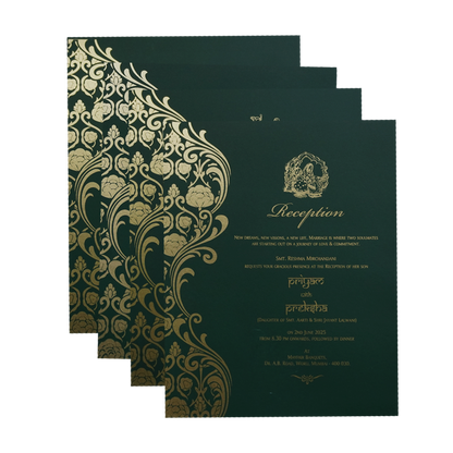 Dark Green Floral Marriage Card-King of Cards