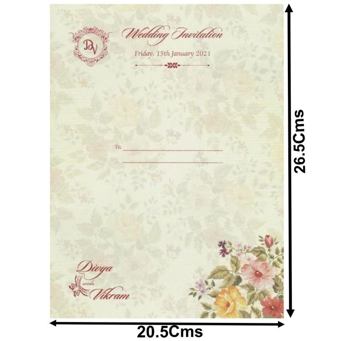Green Padded Floral Designer Card In Offset Print-KNPO1503G-King of Cards