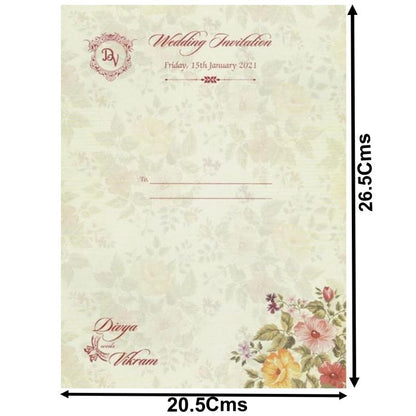 Green Padded Floral Designer Card In Offset Print-KNPO1503G-King of Cards