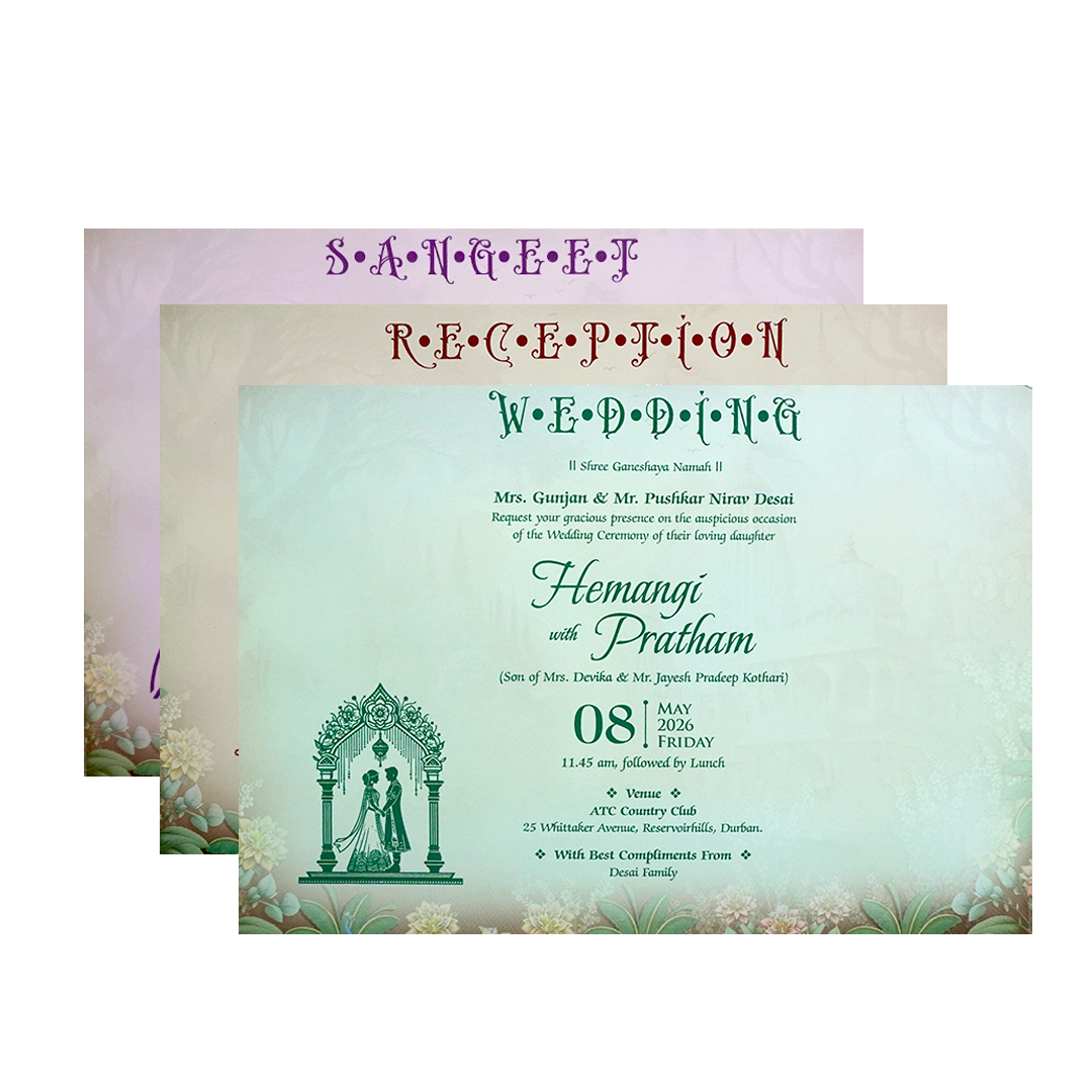 MultiColor God Floral Padded Wedding Card - KSH72220