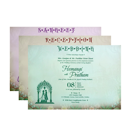 MultiColor God Floral Padded Wedding Card - KSH72220