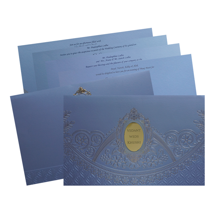 Light Blue Design Wedding Card-King of Cards