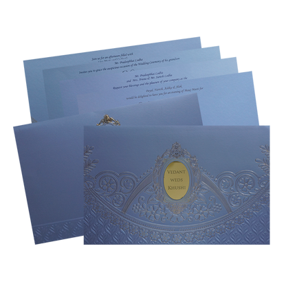 Light Blue Design Wedding Card-King of Cards