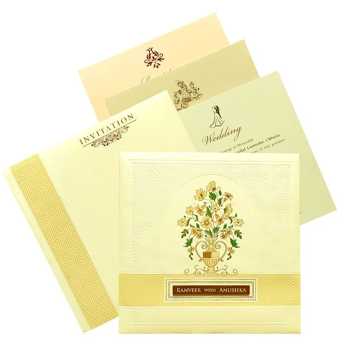 Cream Nameplate Floral Invitation Card-King of Cards