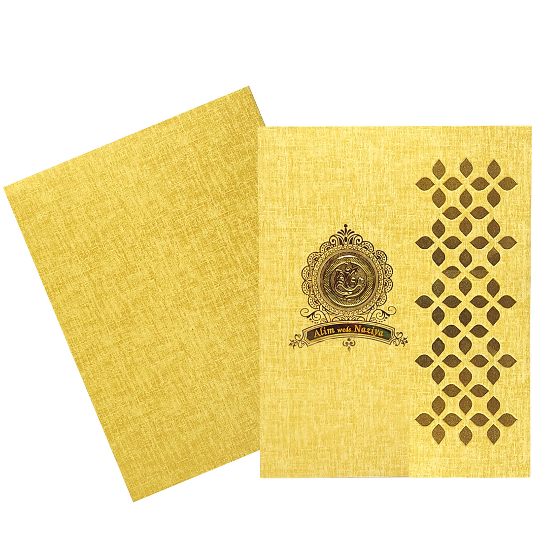 Brown Gold die cut Window Pane With Ganesha And Name Plate-KNPP8516N