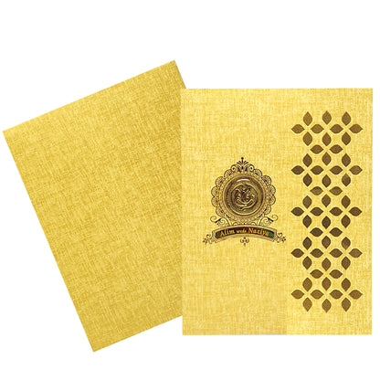 Brown Gold die cut Window Pane With Ganesha And Name Plate-KNPP8516N