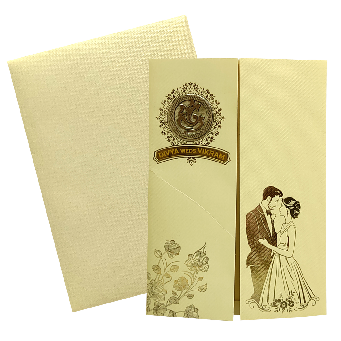 Gold Bride Groom Nameplate Marriage Card-King of Cards
