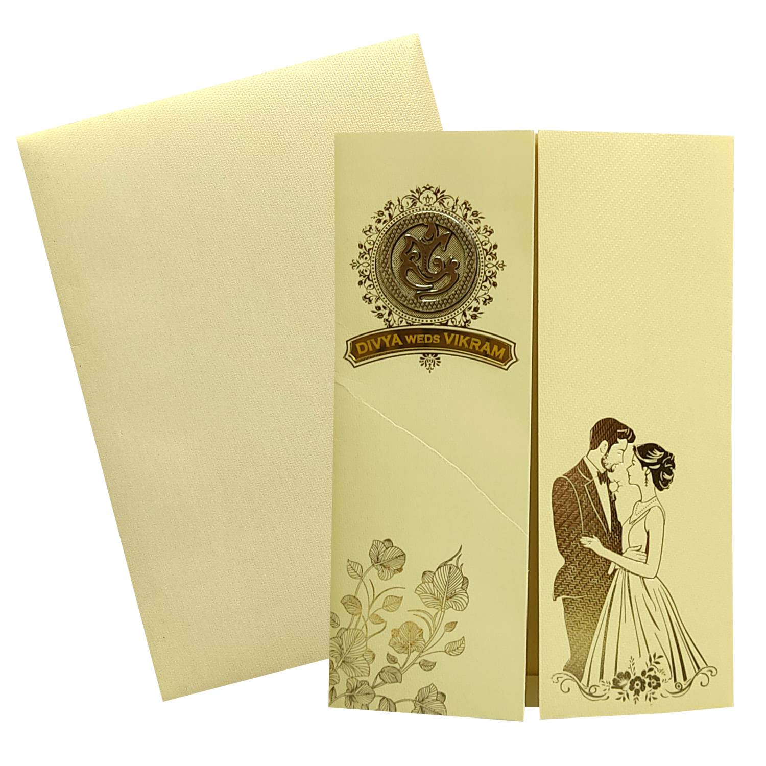 Gold Bride Groom Nameplate Marriage Card-King of Cards