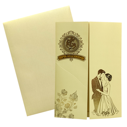 Gold Bride Groom Nameplate Marriage Card-King of Cards