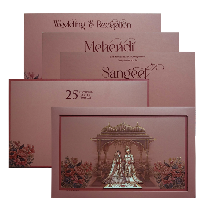 Peach Royal Premium Padded Invitation-King of Cards