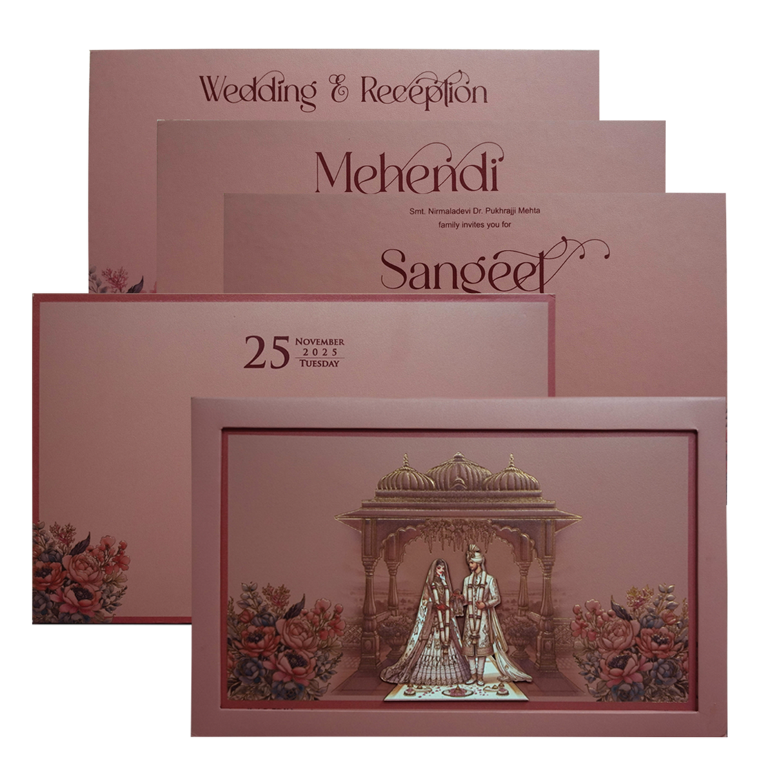 Peach Royal Premium Padded Invitation-King of Cards