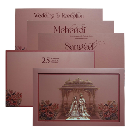Peach Royal Premium Padded Invitation-King of Cards