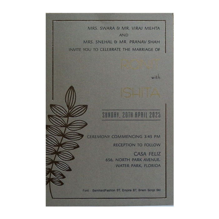 Grey Petal Single Sheet Invitation Card-King of Cards