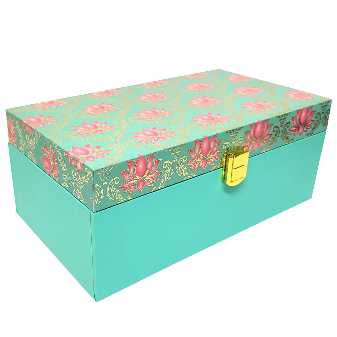 Green With Pink Floral Box Invitation-KBX0106