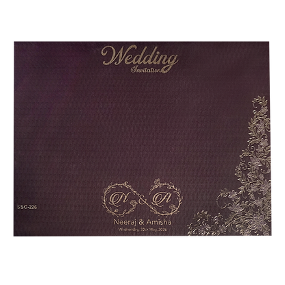 Purple Floral Gold Padded Wedding Card-KSSC2260