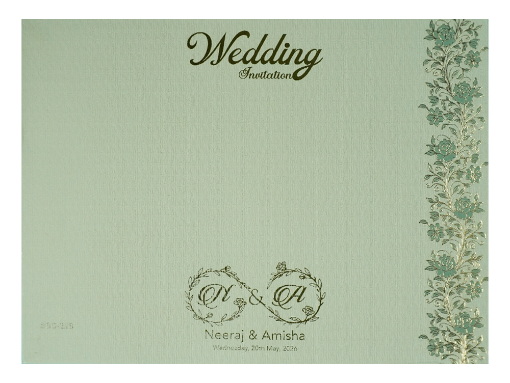 Buy Green Floral Padded Wedding Card