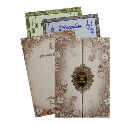 Peach Gold Foiled Wedding Invitation Card-King of Cards