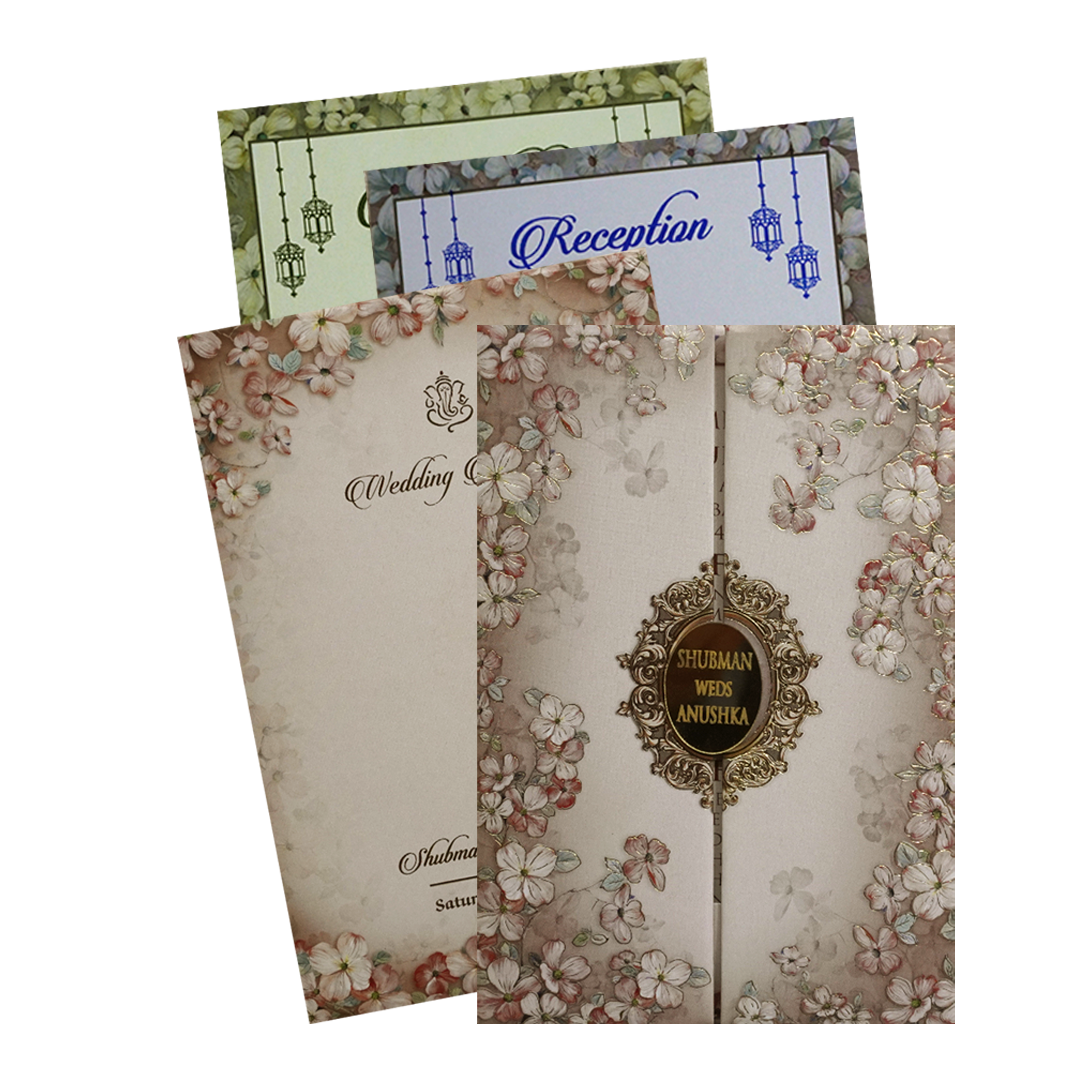 Peach Gold Foiled Wedding Invitation Card-King of Cards